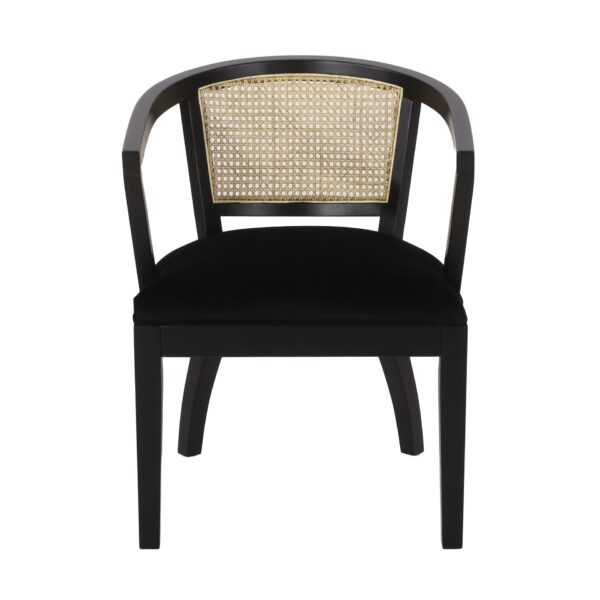 Elegant Dining Chair (Set of 2) With Cane Web Backrests And Velvet Upholstery - Black