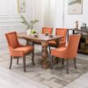 Ultra Side Dining Chair,Thickened Fabric Chairs With Neutrally Toned Solid Wood Legs, Bronze Nail Head (Set of 2) - Orange - Image 13