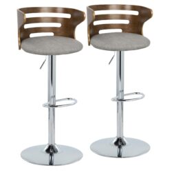 Cosi - Mid-Century Modern Adjustable Barstool (Set of 2) - Walnut / Gray