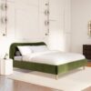 Roman - King Curved Headboard Upholstered Platform Bed - Olive Green - Image 8