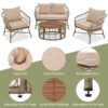 Bohemia-Inspired 4 Person Outdoor Seating Group With Removable Cushions, Conversation Patio Set With Wood Tabletop - Beige - Image 5