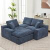 Cloud Sectional Sofa Upholstered Sofa Couch With Double-Layer Cushion And Side Pockets - Blue - Image 10