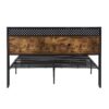 Modern Full Size Metal Platform Bed Frame With Wooden Headboard USB Charging Station Storage Drawers LED Lights - Black / Brown - Image 6