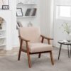 Accent Chair, Classic Mid Century Modern For Extra Seating - Light Camel - Image 5