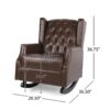 Amedou - Contemporary Tufted Wingback Rocking Chair - Dark Brown - Image 3