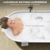 59" Freestanding Solid Surface Bathtub, Luxury Man-Made Stone Resin Freestanding Soaking Bathtub With Overflow And Pop-Up Drain For Contemporary Bathroom 22S03-59Gw - Glossy White - Image 6