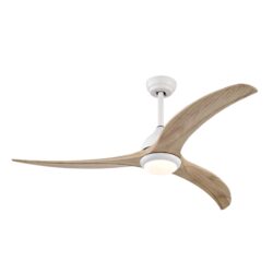 Ceiling Fan, Solid Wood Blades Ceiling Fan With Light With Remote Control, Noiseless Reversible Motor, 6 Speed, 3 Color, For Patio Living Room, Bedroom, Indoor - Matte White
