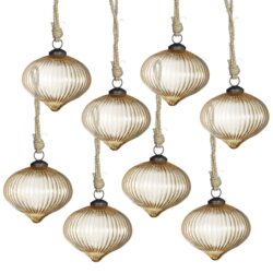 Christmas Ball Ornaments, Glass Decorative Hanging Ball Christmas Tree Ornaments For Holiday Party Decorations (Set of 8) - Amber