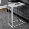 Accent Table, C - Shaped, Tempered Glass, Contemporary & Modern - White - Image 4