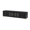Modern TV Stand For TVs Up To 75", Entertainment Center With Glass Door, 4 Drawers And 2 Cabinets, 5 Metal Legs And Metal Handles For Living Room - Black - Image 8