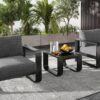 3 Piece Aluminum Frame Patio Furniture With 6.7" Thick Cushion And Coffee Table, All Weather Use Olefin Fabric Outdoor Chair - Gray / Black - Image 2