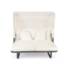 Outdoor Patio Daybed Rattan Daybed Outdoor Sunbed With Detachable Pillows For Patio, Backyard, Pool - Beige - Image 11