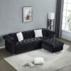 Reversible Sectional Sofa 4 Seater Oversized Convertible L Shaped Couch Velvet Sofa Couch - Black - Image 4