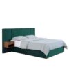Upholstered Queen Size Bed Frame Of Velvet Tufted Headboard With Floating Nightstand LED / USB Built - Green - Image 5