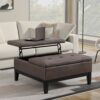 Dover - Lift Top Coffee Table Storage Ottoman - Distressed Brown - Image 4