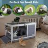 Wooden Rabbit Hutch Indoor Bunny House For Small Animals With Put Out Tray - Gray - Image 8