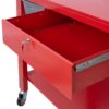 Transmission Teardown Work Station 1 / 2 Ton Capacity Sloping Drain Table Locking Drawer Removable Drain Basin Full-Width Lower Shelf Four 4" Caster Wheels - Red - Image 12