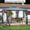Patio Double Roof Gazebo Replacement Canopy Top Fabric - Gray - Image 2