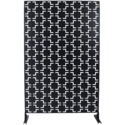 Outdoor & Indoor Freestanding Decorative Privacy Screen, Metal Privacy Fence Panels - Black