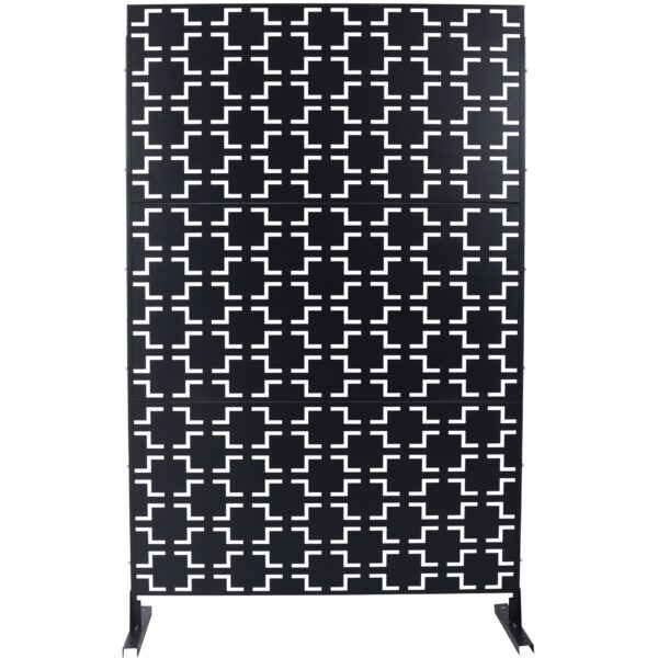 Outdoor & Indoor Freestanding Decorative Privacy Screen, Metal Privacy Fence Panels - Black