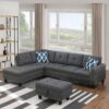 Alger - 98" Wide Left Hand Facing Sofa & Chaise With Ottoman - Dark Gray - Image 7