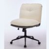 Oversize Seat Cirss Cross Chair With Wheels, Elegant Design Computer Chair, Adjustable Height 360 Degree Rolling Swivel Home Office Chair For Small Space, Dressing Room, Living Room - Dark Gray / White - Image 17