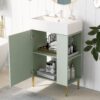 Bathroom Vanity, Combo Cabinet, Bathroom Storage Cabinet, Single Ceramic Sink, Right Side Storage - Green - Image 3