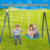Kids Metal Swing Set For Backyard Outdoor Playground Two Functional Swing Set For Kids Outdoor Equipment - Antique Blue - Image 6
