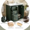 Bathroom Vanity With Ceramic Sink Combo, Frame Bathroom Storage Cabinet, Freestanding Vanity Set With 3 Drawers & Soft Closing Doors - Green - Image 6