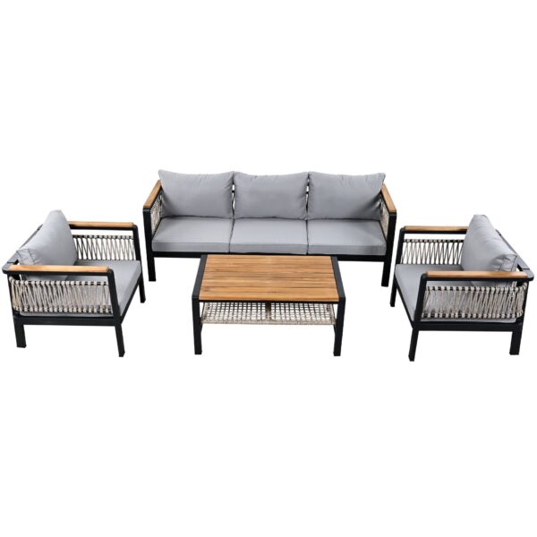 4 Pieces Outdoor Sectional Sofa Set 5 Person Patio Seating Group Outdoor Conversation Set With Cushions And A Coffee Table For Patios, Gardens, Or Balcony - Gray