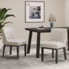 Modern Dining Chair With Durable Fabric Upholstery And Sturdy Wooden Frame (Set of 2) - Light Gray - Image 5