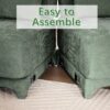 3 Seater Chenille Sofa With Movable Ottomans High Resilience Sponge Easy Installation Wood Base - Green - Image 9