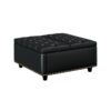 Large Square Storage Stool With 2 Storage Doors, Footstool For Living Room Studded Mid - Century Modern Coffee Table - Black - Image 8