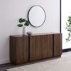 Mid-Century Modern 3 Drawer Low TV Stand For TVs Up To 80" - Dark Walnut - Image 4