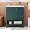 Transitional Style Bathroom Vanity Cabinet Combo With Ceramic Sink - Green - Image 23