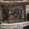 Waterbury - Traditional Fireplace Screen With Gold Flower - Black - Image 2