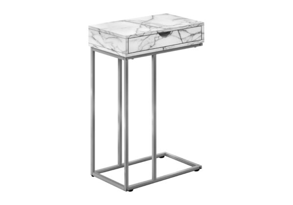 Accent Table, C - Shaped, Contemporary / Modern - White