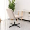 Cross Legged Office Chair, Wide Comfty Desk Chair, Vanity Home Chair No Wheels Armless Computer Task Chair, Swivel And Height Adjustable - Beige - Image 9