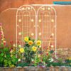 2 Pack Metal Garden Trellis Rustproof Trellis For Climbing Plants Outdoor Flower Support - Cream White - Image 9