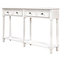 Hearth & Haven Daniel - Console Table With 2 Storage Drawers And Bottom Shelf For Living Room Entryway - Ivory