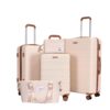 5 Piece Set (20"24"28 +A Travel Bag And A Toiletry Bag), Hard Case Spinner Wheels Luggage Sets With Tsa Lock Carry On Suitcase Luggage Durable Suitcase - Creamy White - Image 10