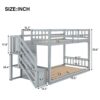 Twin Over Twin Floor Bunk Bed, Ladder With Storage - Gray - Image 13