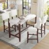 Counter Height Bar Table, Faux Marble Dining Table For Kitchen, Living Room, Or Balcony - White - Image 12