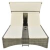 Patio Daybed Outdoor Daybed Sun Lounger With Shelter Roof With Adjustable Backrest, Storage Box And 2 Cup Holders For Patio, Balcony, Poolside - Cream - Image 12