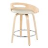 Cassis - Mid-Century Modern Fixed Height Counter Stool With Swivel With Round Footrest (Set of 2) - Natural / Cream - Image 4