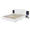 Queen Size Floating Platform Bed, With LED Lights, Bedside Nightstand - White - Image 4