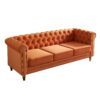 Chesterfield - Velvet Sofa 84.65" For Living Room - Orange - Image 3
