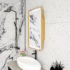 Rectangle Medicine Cabinet Mirror Bathroom Mirror With Storage Wall Mounted Medicine Mirror Cabinet With LED - Gold - Image 7