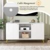Modern TV Stand For TVs Up To 55", Entertainment Center Media Console, Adjustable Shelf, Metal Legs, Handles And Anti-Tip Device For Living Room - White - Image 10