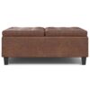 Harrison - Multifunctional Large Square Coffee Table Storage Ottoman - Brown - Image 2